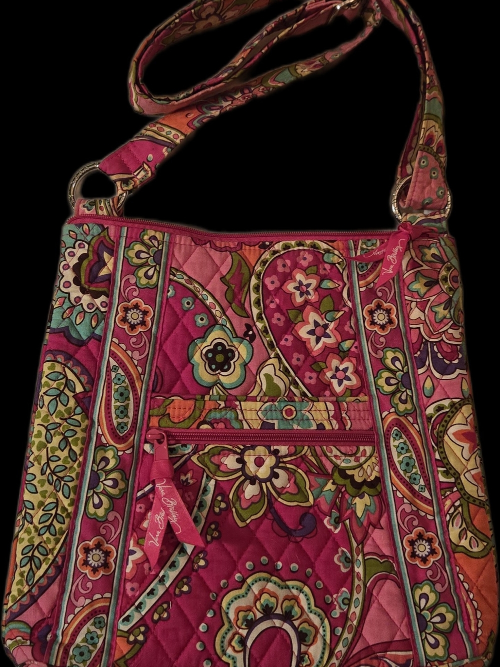 Vera Bradley Quilted Cotton Hipster Crossbody Bag - Pink Swirls Paisley